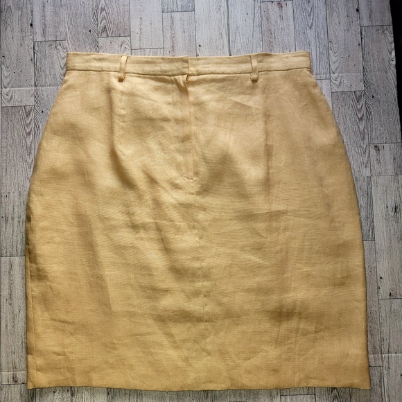 Embassy Row Women 14 100% Linen Lined Knee Length Khaki Casual Summer Skirt - Picture 1 of 10